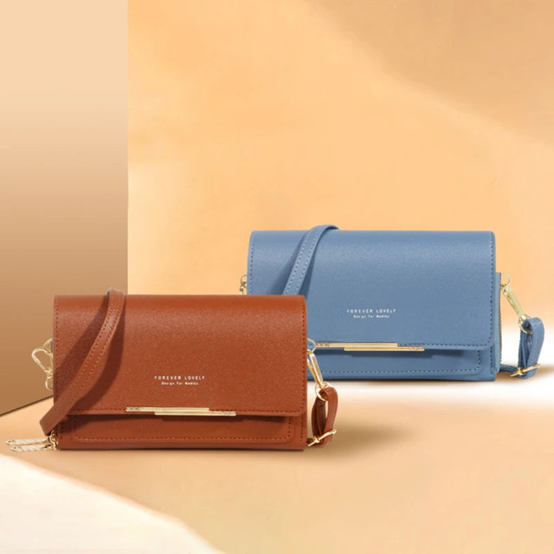 Sky blue Korean style handbag for women, large capacity, elegant, casual clutch with space for mobile phone.