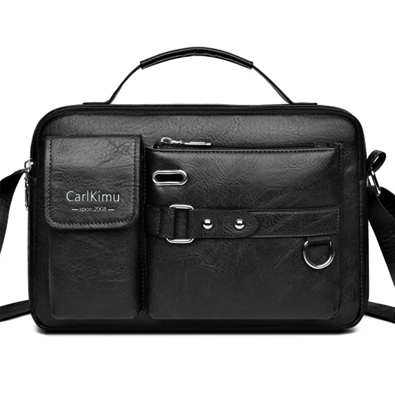 Brown retro men's messenger bag by Corporación Turística, waterproof with large capacity and portable design.