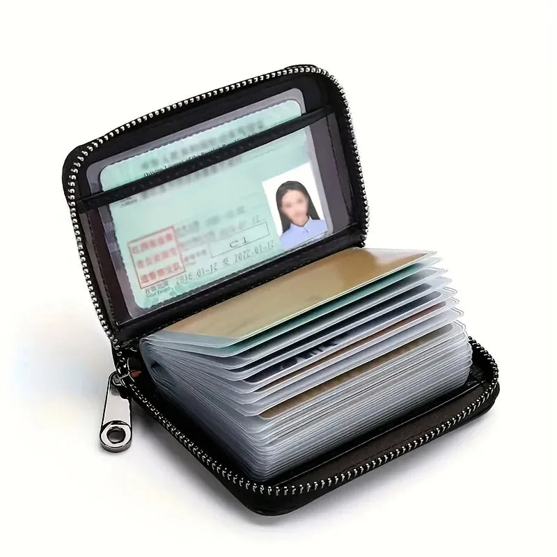 Black RFID unisex wallet with zipper and card holder, compact and elegant, from Corporación Turística, perfect for organizing cards.