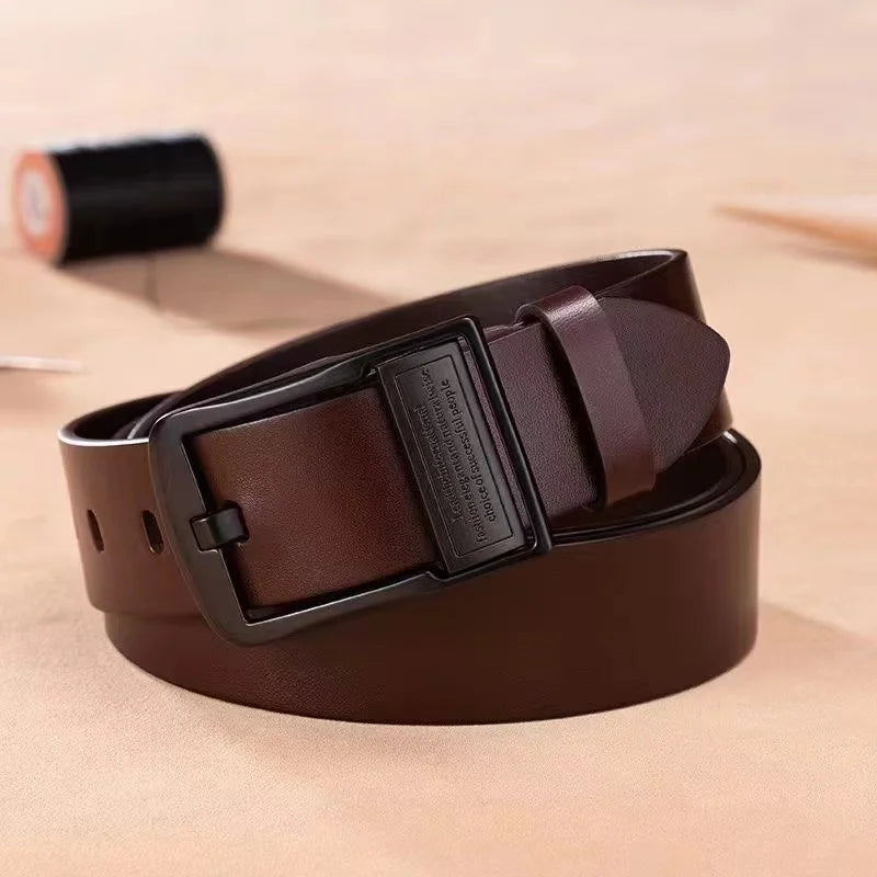 Leather men's belt with metal buckle from Corporación Turística, featuring a casual and luxury design, 110 cm length.