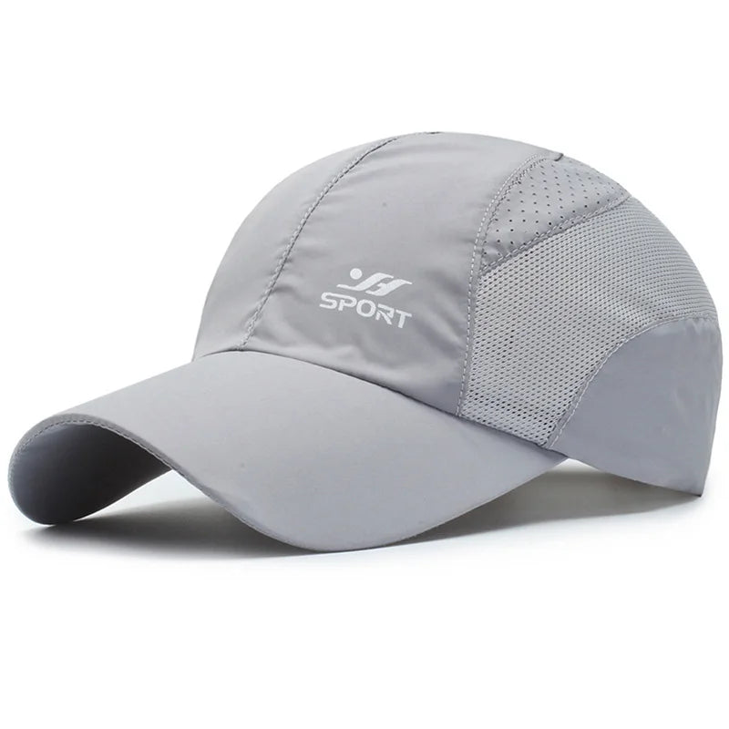 Blue adjustable baseball cap by Corporación Turística, quick-drying UV protection hat for hiking and outdoor activities.