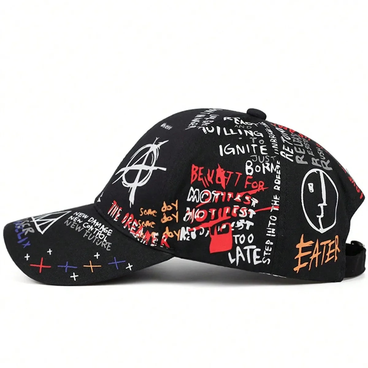 Colorful graffiti unisex baseball cap by Corporación Turística, adjustable, casual sun hat for spring and autumn.