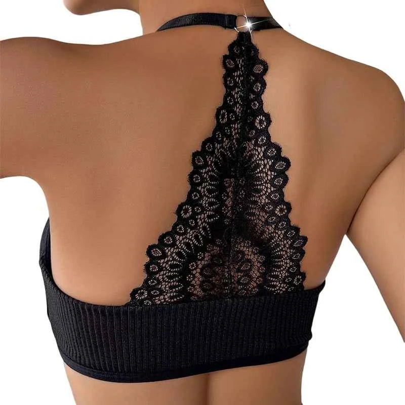 Black women's sexy ribbed underwear bra from Corporación Turística, featuring a fitted, stylish design and comfortable fit.