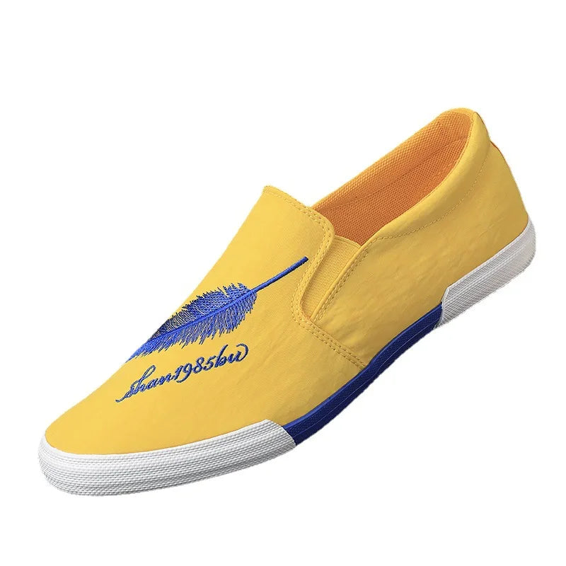 Men's casual fabric shoes by Corporación Turística in yellow, lightweight canvas sneakers, size 44, for everyday wear.