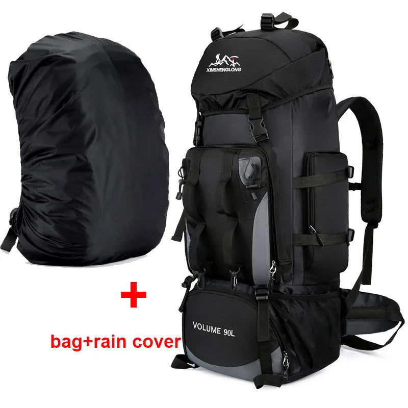 90L waterproof hiking and camping backpack by Corporación Turística, featuring durable straps and waterproof material for outdoor adventures.