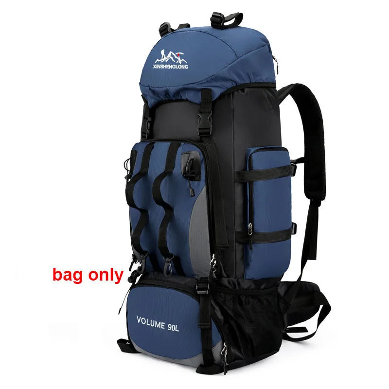90L waterproof hiking and camping backpack by Corporación Turística with multiple compartments and adjustable straps.