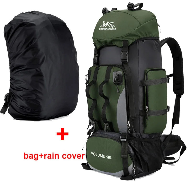 90L waterproof hiking and camping backpack from Corporación Turística, durable outdoor gear with adjustable straps and multiple compartments.