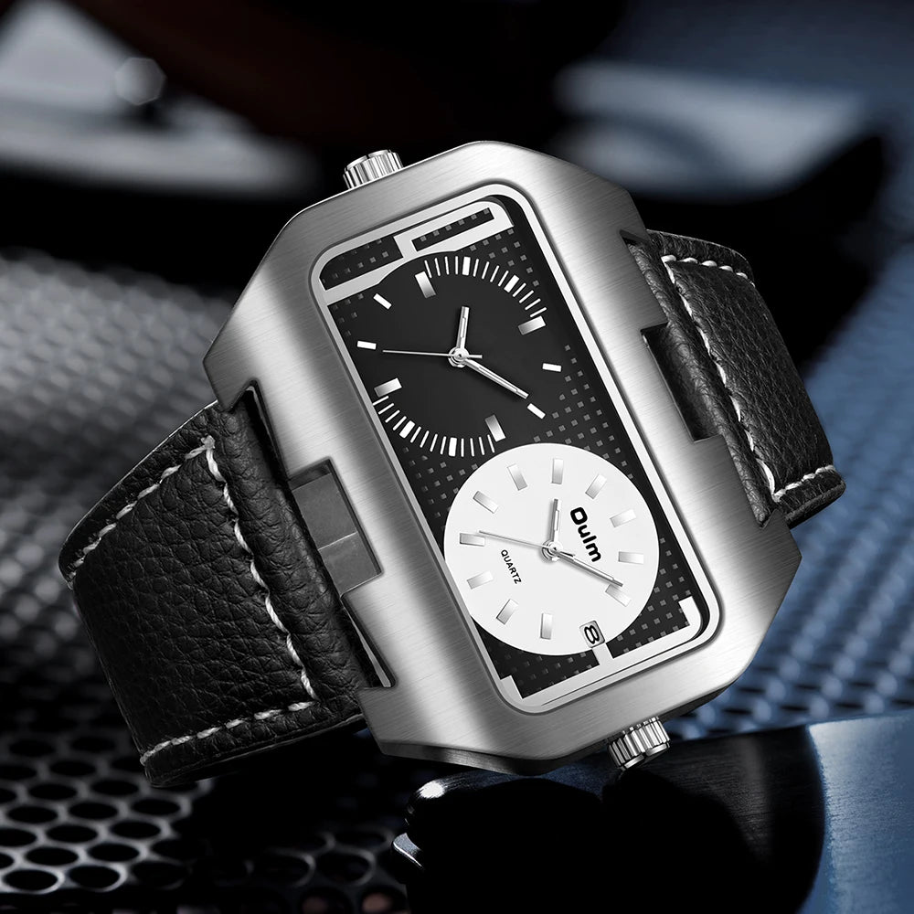 Oulm men's fashion watch with a blue dial and modern design, featuring a stylish and fresh appearance for trendy men.
