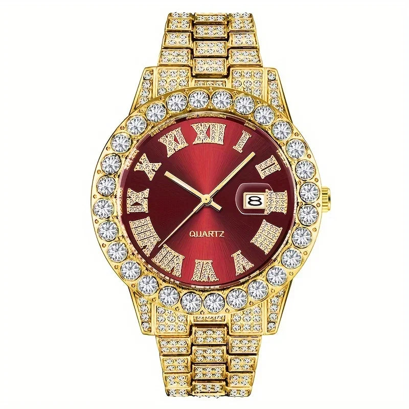 Blue sky quartz watch with imitation diamonds from Corporación Turística, featuring a classic round face and elegant design.