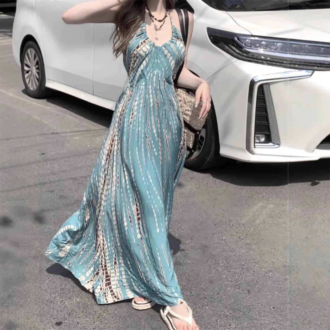 Blue sky bohemian summer dress for women by Corporación Turística, featuring a flowy, relaxed fit and stylish design.