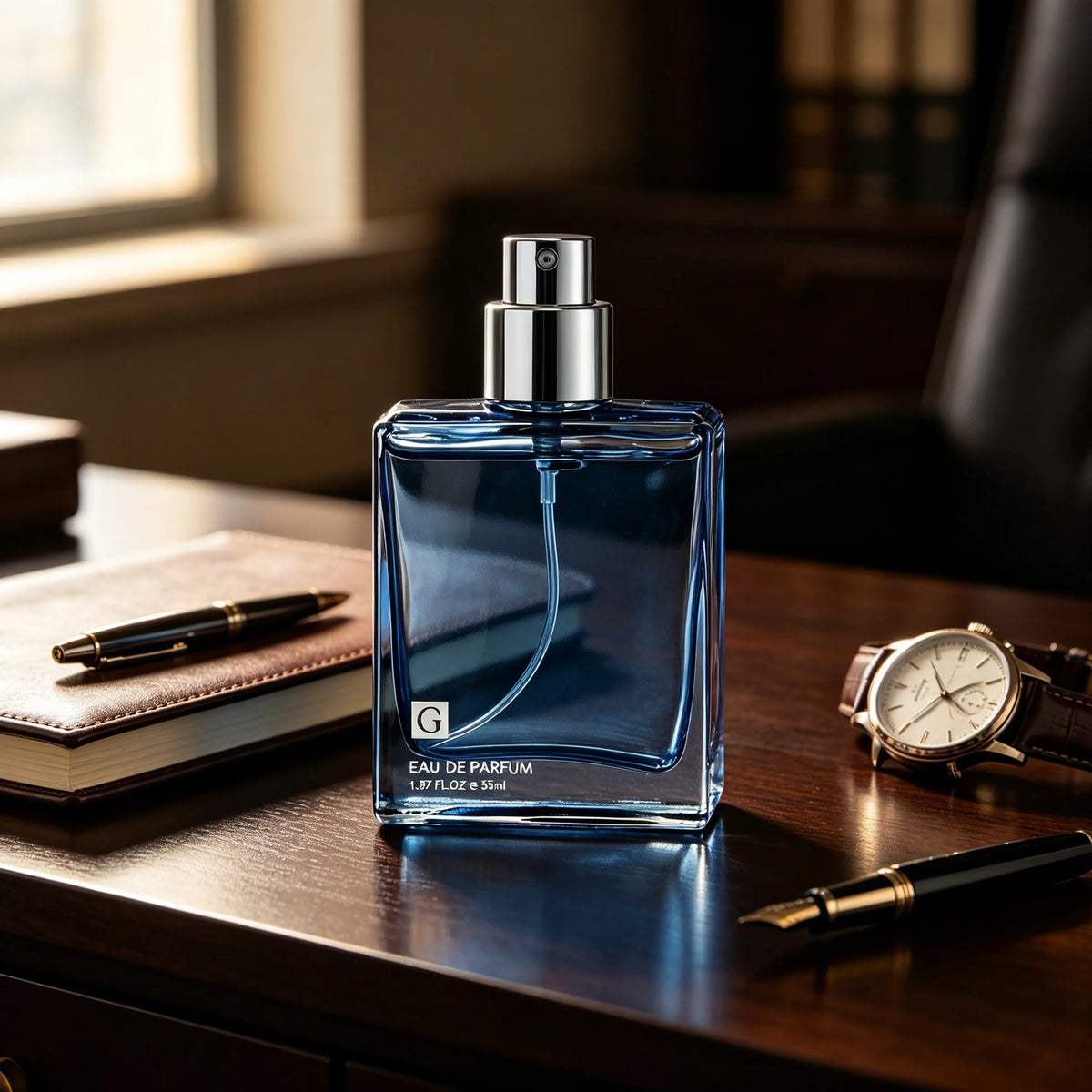 Fresco men's Eau de Parfum spray in 55ml bottle by Corporación Turística, featuring a vibrant blue design and USA-themed packaging.