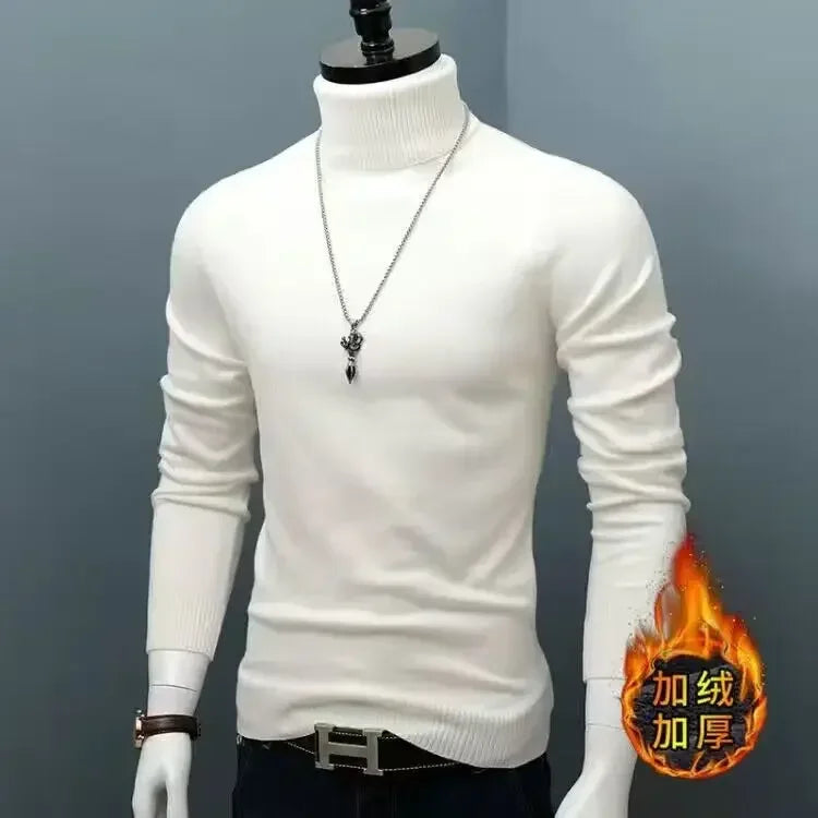 Blue thick and warm men's winter sweater from Corporación Turística, shown in size 3XL on a male model.