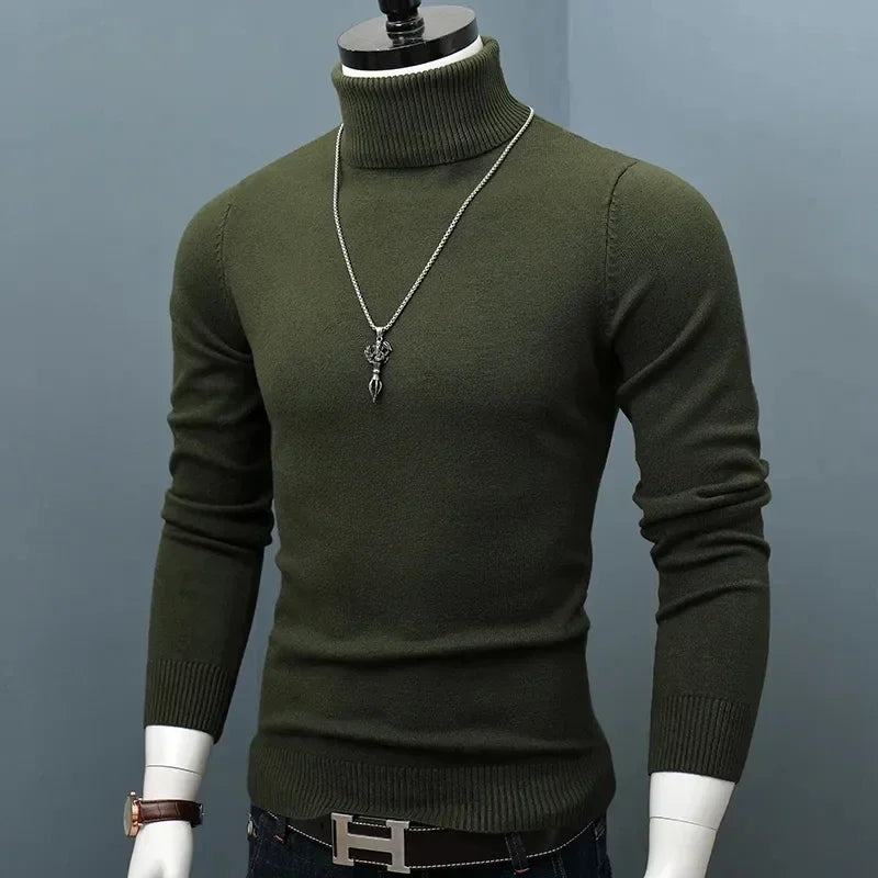 Blue thick and warm men's winter sweater from Corporación Turística, shown in 3XL size on a model.
