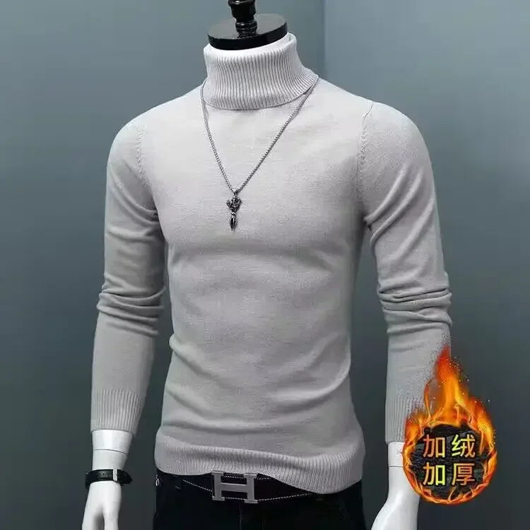 Blue thick and warm men's winter sweater by Corporación Turística, shown in 3XL size on a male model.