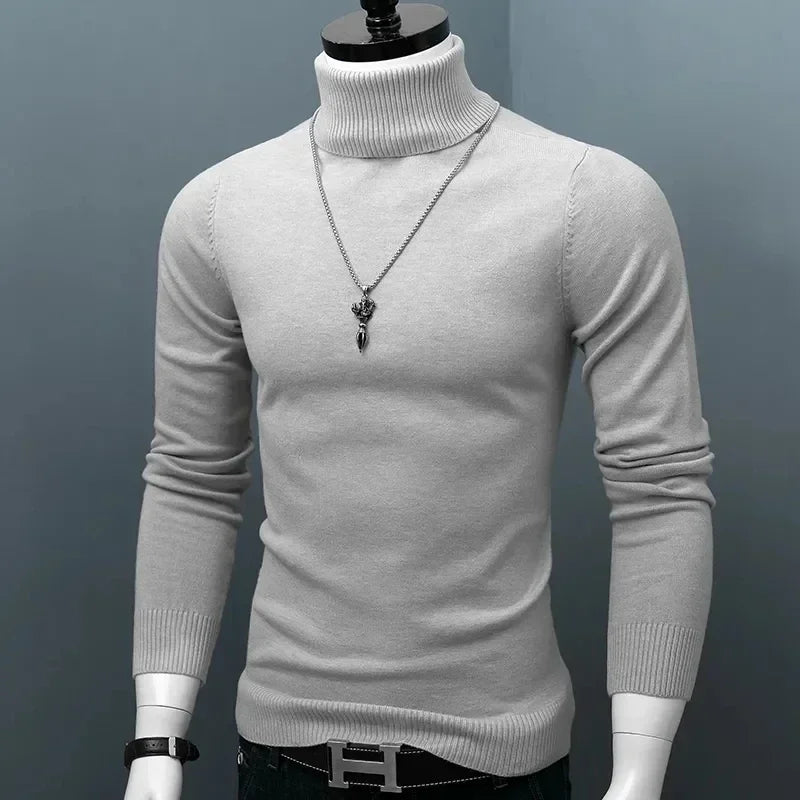 Blue thick and warm winter men's sweater from Corporación Turística, shown in 3XL size on a model.