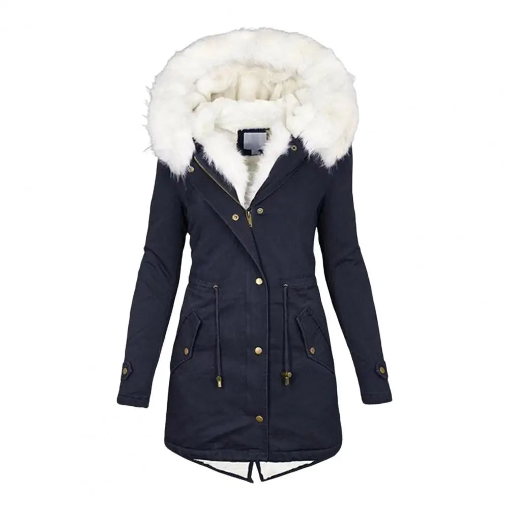 Blue oversized women's cotton coat and wool jacket by Corporación Turística, warm and cozy outerwear with a stylish fit.