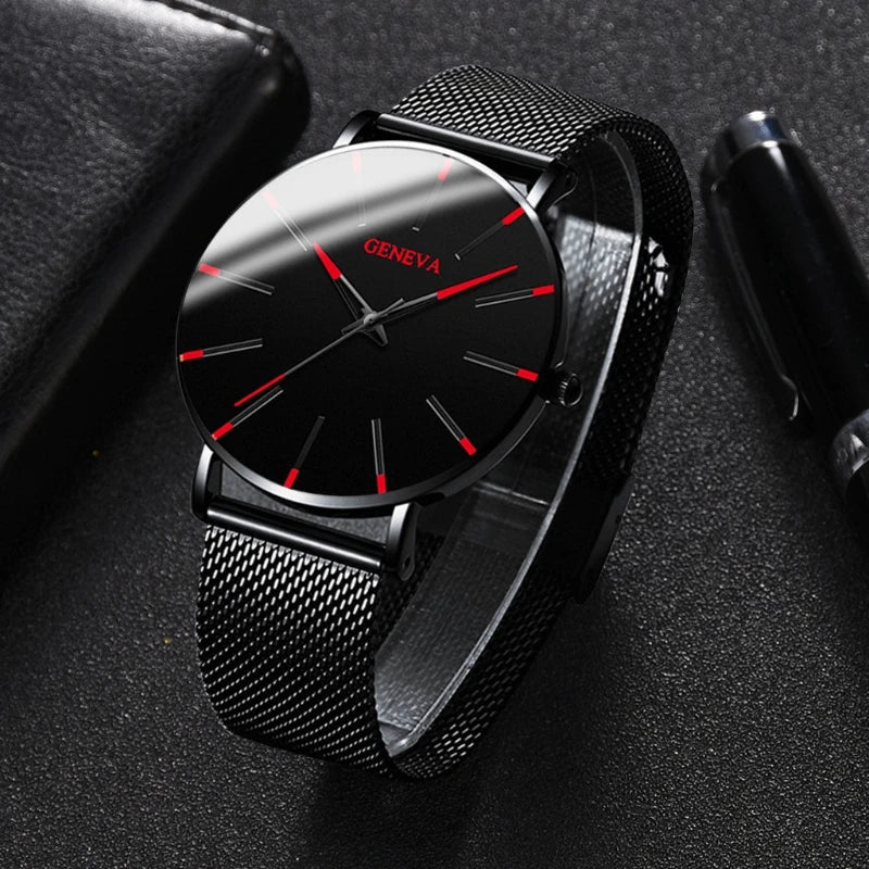 Elegant ultrathin men's quartz watch by Corporación Turística with a sleek blue dial and stylish design.