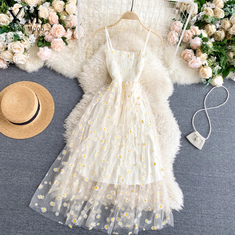 Blue YuooMuoo Korean fashion Margarita floral print dress, featuring a vibrant pattern and a comfortable, stylish fit.