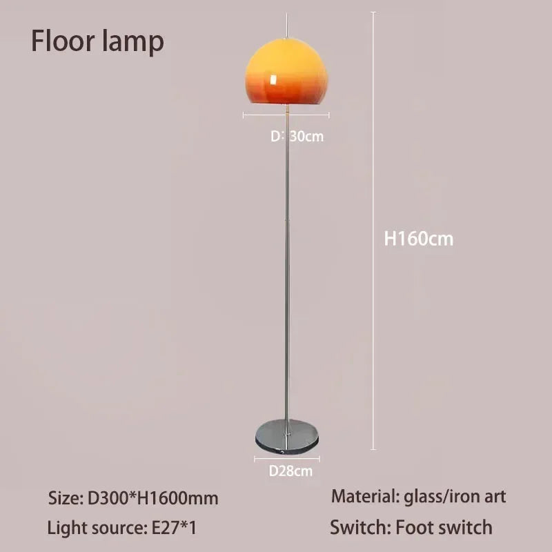 Retro crystal orange floor lamp with LED lighting, stylish tall standing lamp by Corporación Turística for modern interior decor