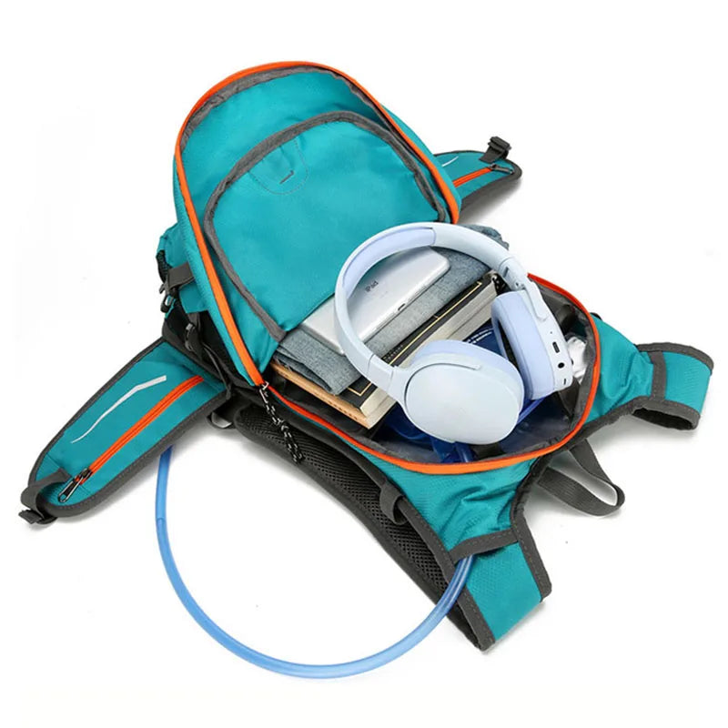 Lightweight cycling hydration backpack by Corporación Turística with adjustable straps and hydration reservoir for sports activities.
