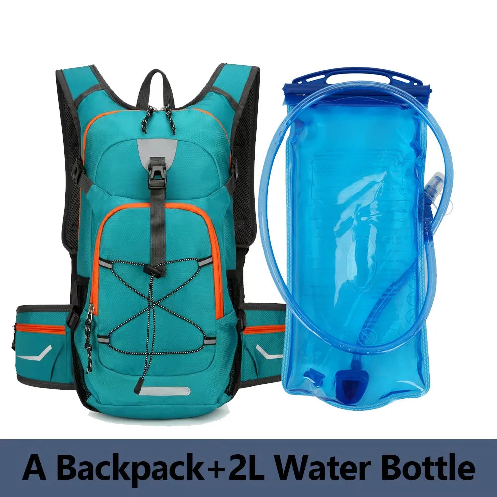 Lightweight cycling hydration backpack from Corporación Turística with adjustable straps and hydration bladder for outdoor sports.