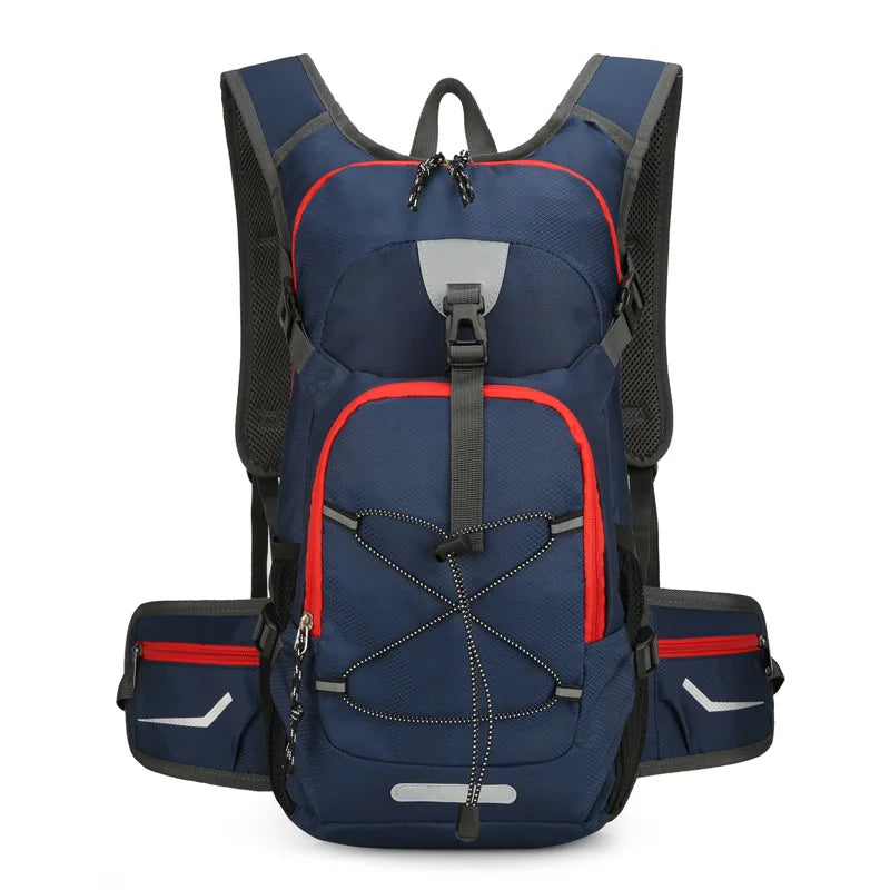 Lightweight hydration backpack for cycling and sports by Corporación Turística, featuring adjustable straps and a water reservoir.