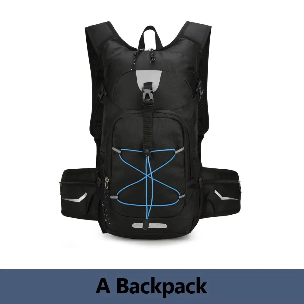 Light hydration cycling backpack by Corporación Turística, featuring adjustable straps and water reservoir for sports and outdoor activities.