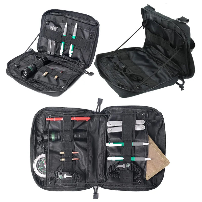 Tactical tool kit in a MOLLE tactical backpack by Corporación Turística, with multiple compartments and durable straps.