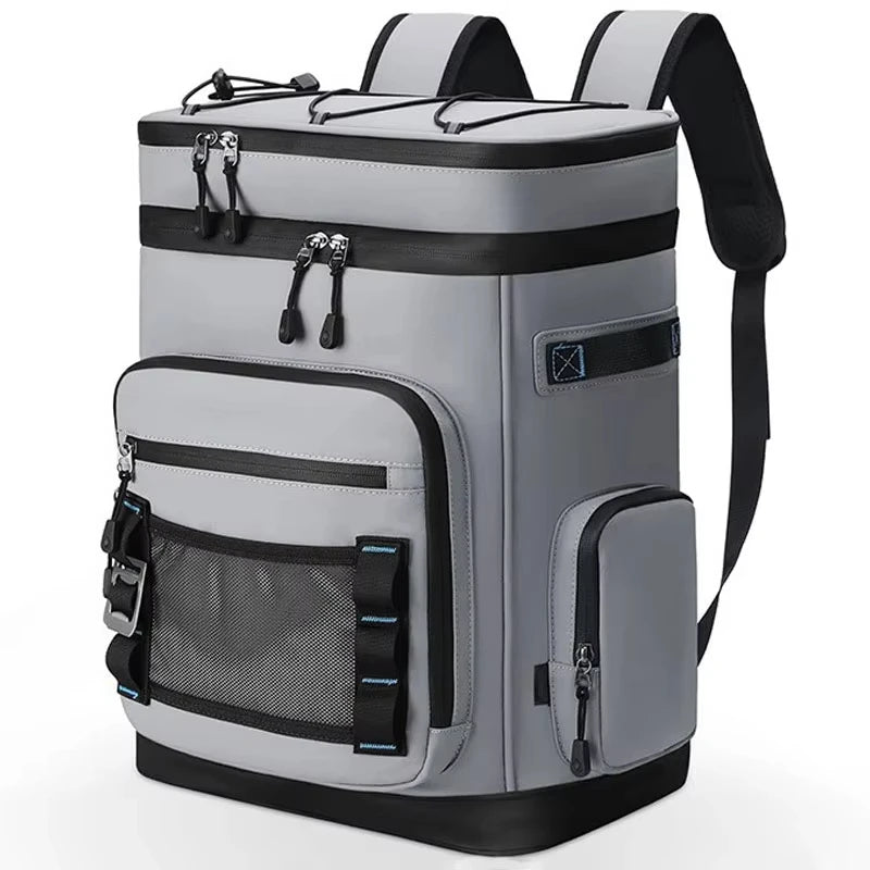 Black 30L insulated waterproof cooler backpack by Corporación Turística, ideal for outdoor trips and picnics.