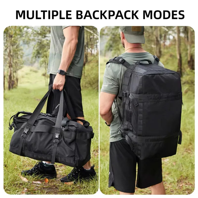 Black 106L travel and camping backpack from Corporación Turística with spacious 40L capacity and durable design.