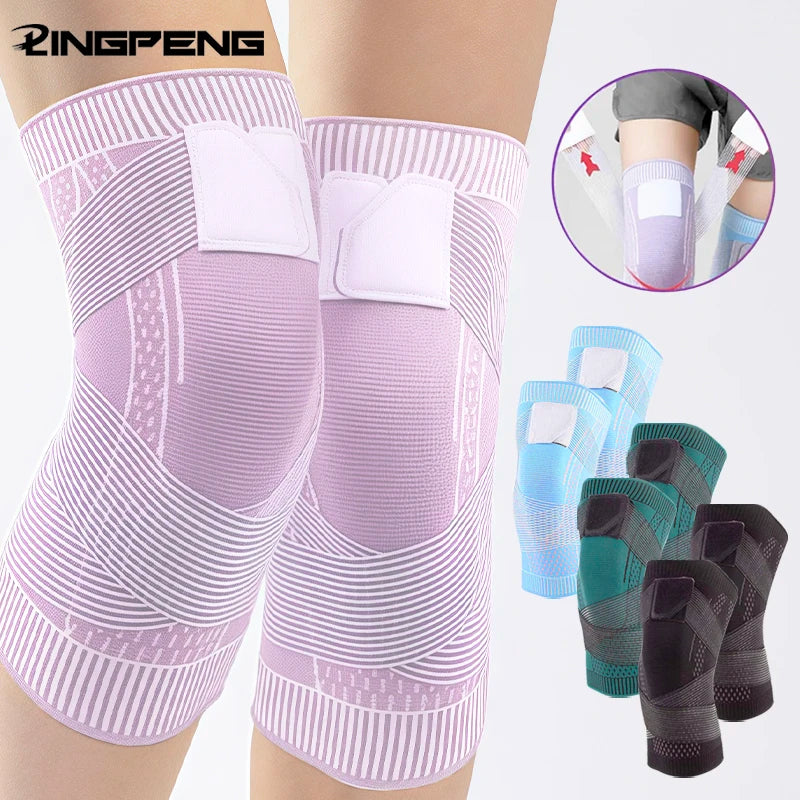 Black sports knee brace for men and women by Corporación Turística, designed for support and protection during physical activity.