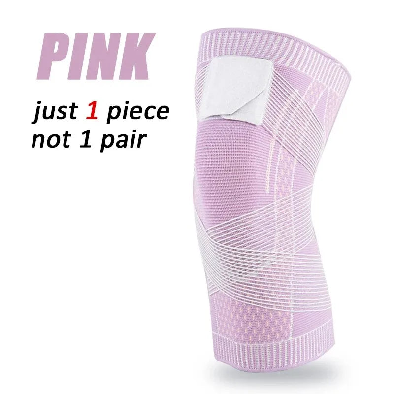 Black sports knee brace for men and women, adjustable support from Corporación Turística, with padded design for comfort and stability.