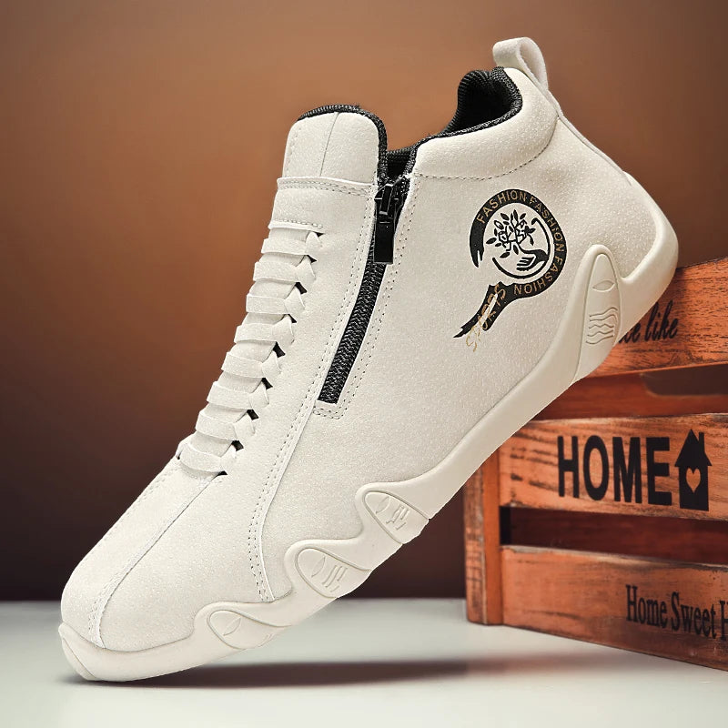 Black men's high-top boots from Corporación Turística with thick soles, stylish and durable for casual wear.