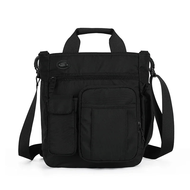 Black Corporación Turística travel, climbing, camping tactical backpack with multiple compartments and adjustable straps.