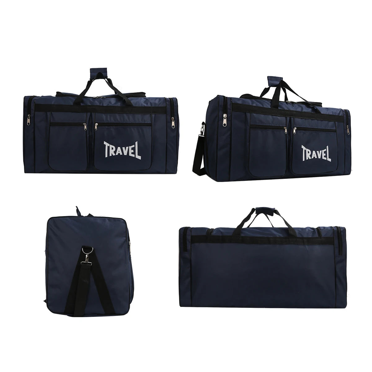 Black large-capacity foldable travel bag by Corporación Turística, sporty design with spacious interior for travel essentials.