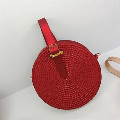 Esmerilado bolso de hombro redondo para mujer en color negro, con diseño moderno y correa ajustable, de la marca Corporación Turística.