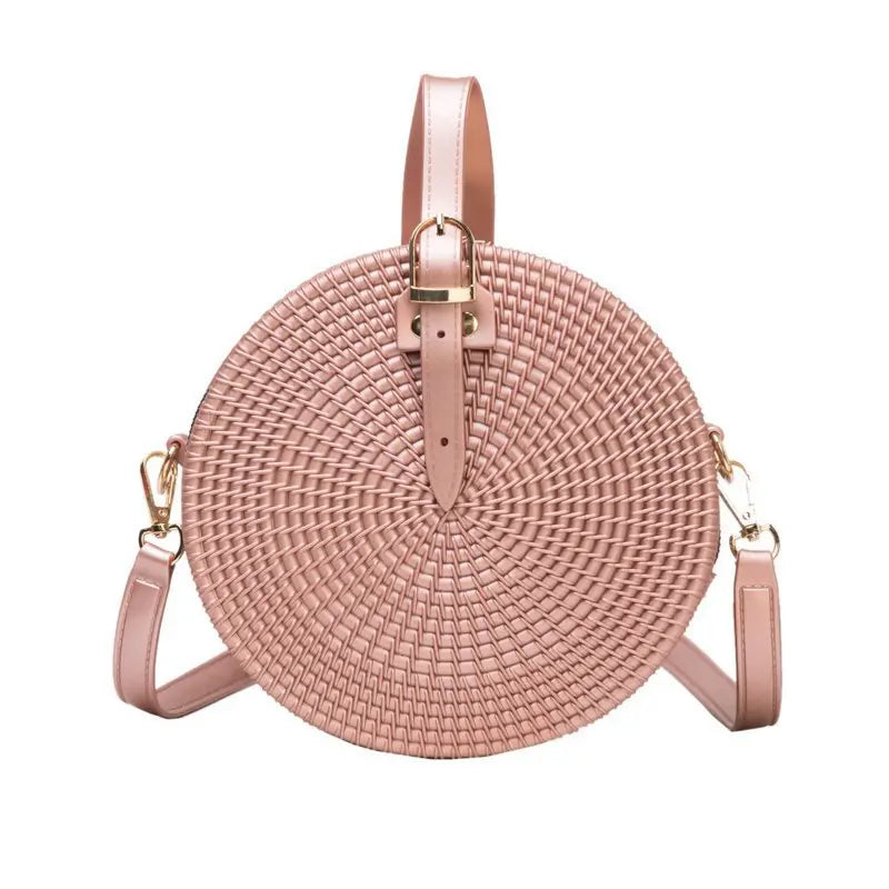 Red esmerilado shoulder bag for women with round shape, stylish and versatile, by Corporación Turística.
