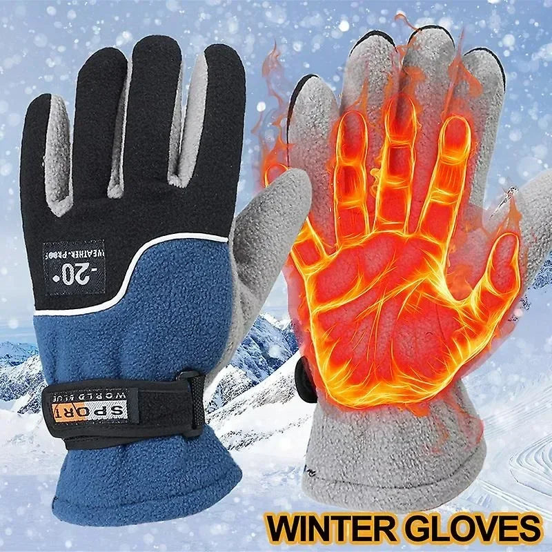 Black men's winter warm gloves from Corporación Turística, insulated mittens designed for cold weather comfort.