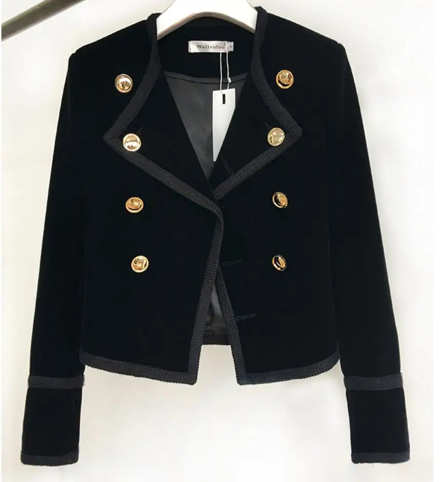 Black women's short jacket by Corporación Turística, cozy autumn and winter coat with a stylish fit and warm fabric.