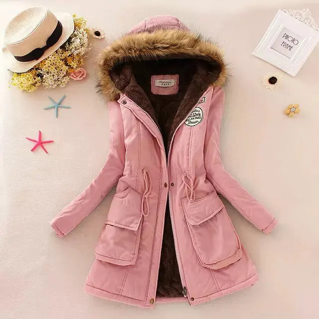 Black cotton women's jacket by Corporación Turística, fitted casual coat with a stylish, informal design.