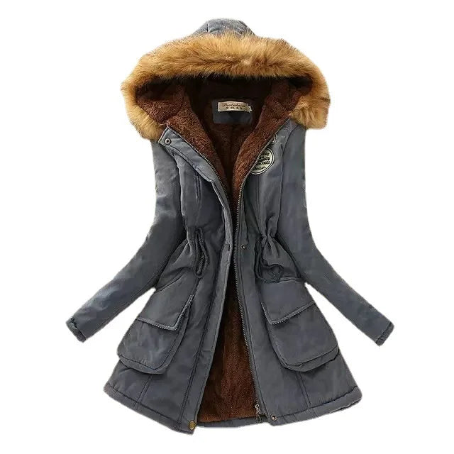 Black women's cotton jacket by Corporación Turística, fitted casual coat with a modern, stylish design.