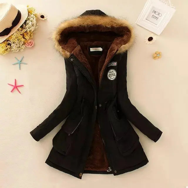 Black cotton women's jacket by Corporación Turística, fitted informal coat with a casual style and lightweight fabric.