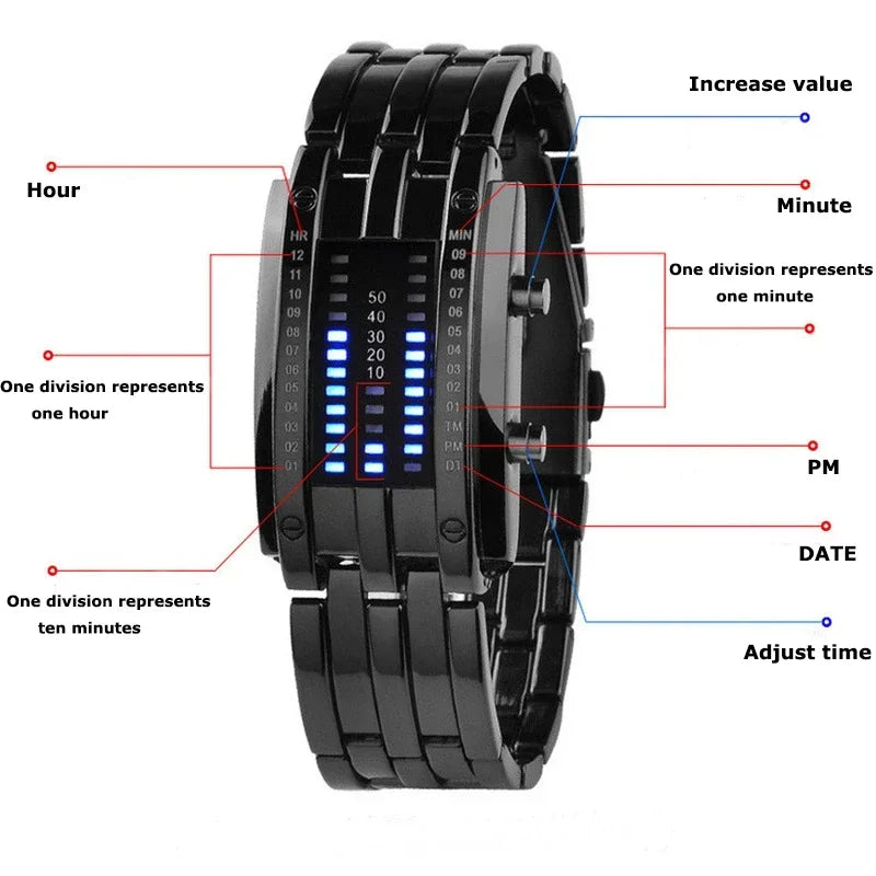 Black men's Lava watch by Corporación Turística, water-resistant men's wristwatch with durable design and stylish appearance.