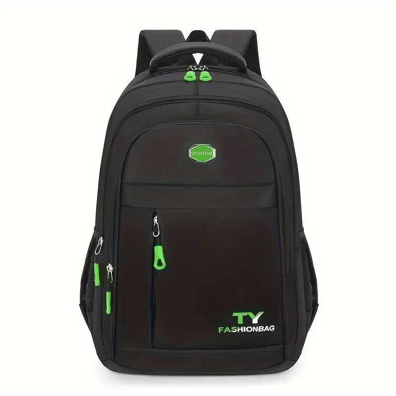 Black men's backpack by Corporación Turística, casual waterproof backpack with one compartment, suitable for everyday use.