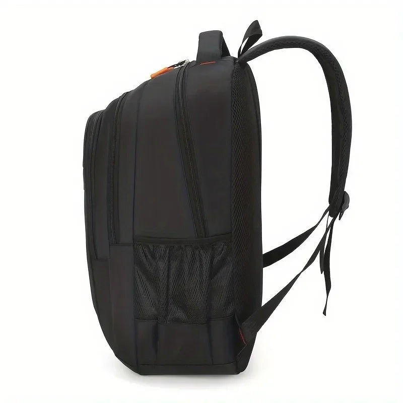 Black men's backpack by Corporación Turística, casual and waterproof with a single spacious compartment, ideal for everyday use.