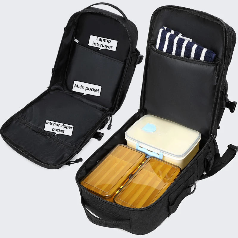 Large black tactical camping and assault backpack by Corporación Turística, featuring multiple compartments and durable straps.