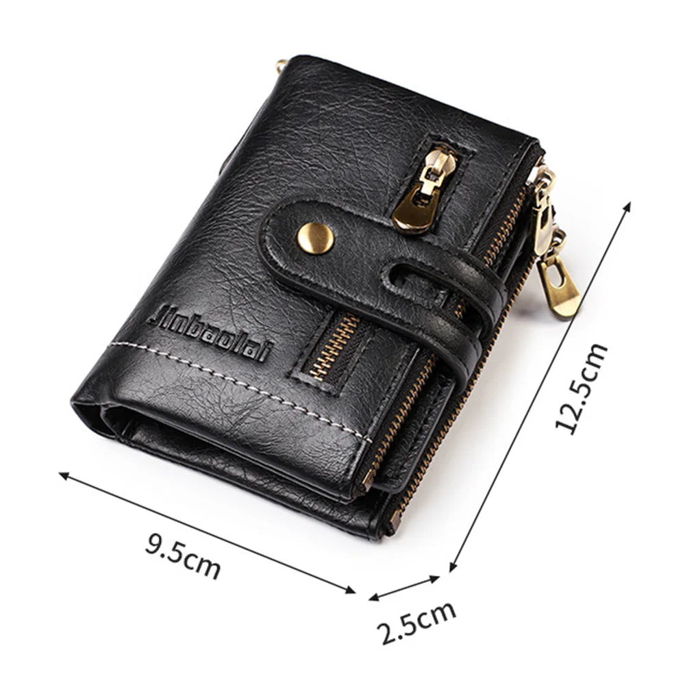 Black men's wallet and card holder made of PU leather, compact and stylish, designed for easy organization.