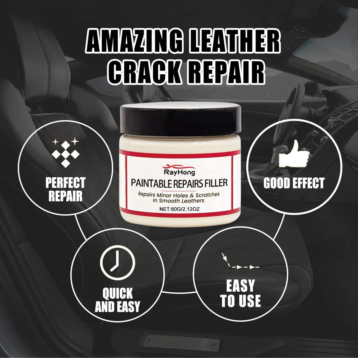 Black leather restoring paste from Corporación Turística, 60 ml, with natural filling for repairing and maintaining leather items.