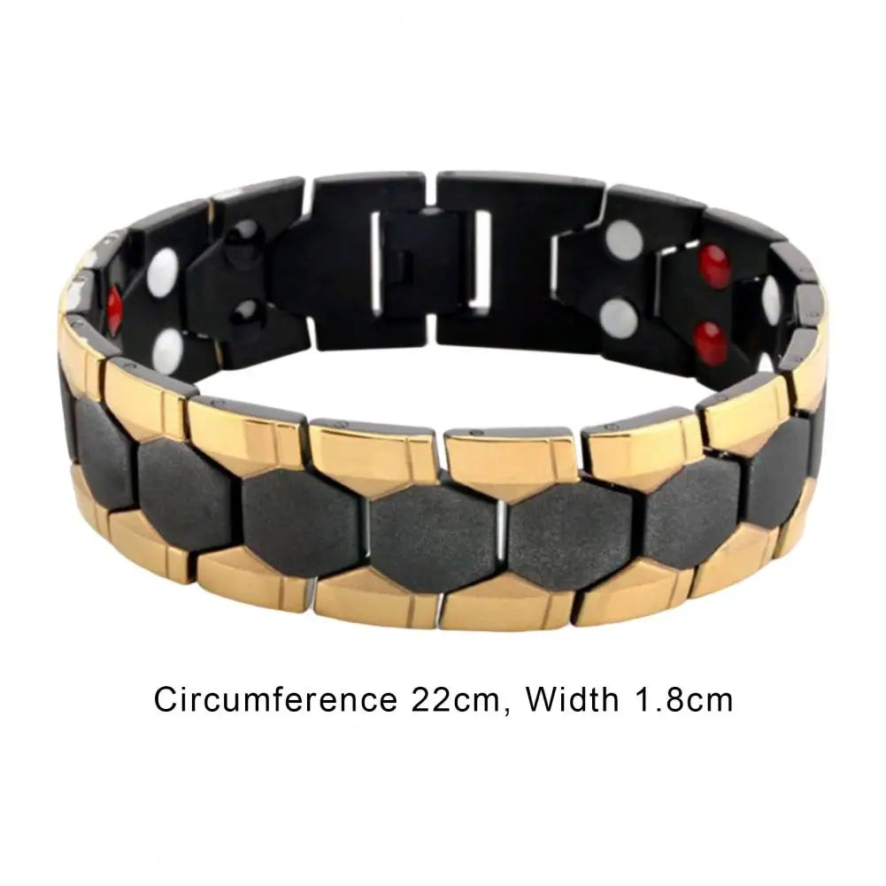 Magnetic therapy alloy bracelet for men, black, from Corporación Turística, featuring a sleek design and adjustable fit.