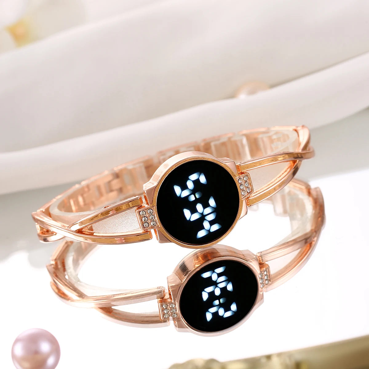 Black LED fashion watch by Corporación Turística, sleek Korean-style touch design for women.